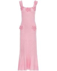 Andreeva - Rose Vanilla Knit Dress With Handmade Knit Details - Lyst