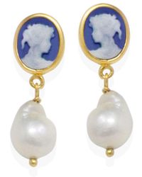 Vintouch Italy - Mini Cameo & Pearls Stud Earrings - Lyst