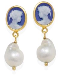 Vintouch Italy - Mini Cameo & Pearls Stud Earrings - Lyst