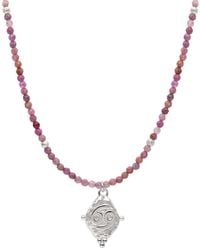 Seven Saints - Cancer Gemstone Choker Necklace, Ruby, Rhodium Plated - Lyst