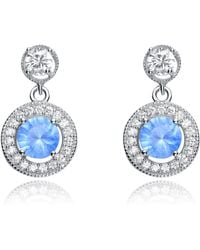 Genevive Jewelry - Sterling Plated With Cubic Zirconia Double Round Drop Earrings - Lyst