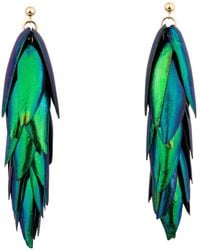 Oana Savu - Beetle Earrings Long Metallic Natural Recycled Beetle Wings & Earrings - Lyst