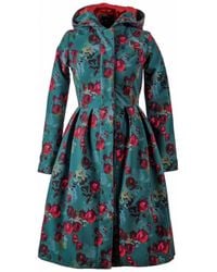 RainSisters - Emerald Green Waterproof Coat With Roses: Rosalie - Lyst