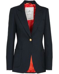 The Extreme Collection - Pinstripe Single Breasted Premium Crepe Blazer With Pockets - Lyst
