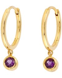 Artisan - Amethyst Drop Hoop Earrings - Lyst
