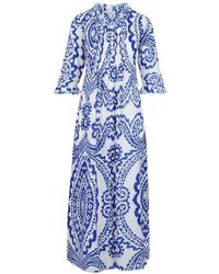 At Last - Cotton Annabel Maxi Dress In & White Ikat - Lyst