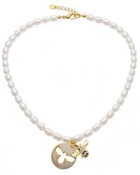 Angel Barocco - Seeds Pearl Choker Necklace With Bee Pendant - Lyst