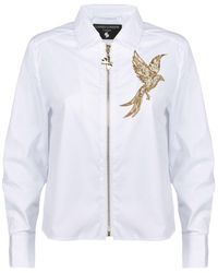House of Laines London - Laines Couture Zip Shirt With Bird Of Paradise Embellishment - Lyst