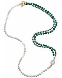 Farra - Malachites With Freshwater Pearls Multi Strands Necklace - Lyst