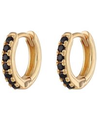 Scream Pretty - huggie Earrings With Black Stones - Lyst