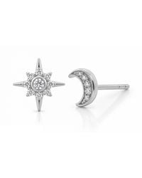 Nellou Jewellery - Celestial Duo Stud Earrings - Lyst