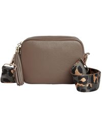 Betsy & Floss - Verona Crossbody Dark Taupe Tassel Bag With Dark Leopard Strap - Lyst