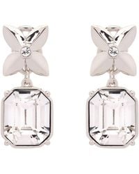 Emma Holland Jewellery - Platinum Flower Cushion Crystal Clip Earrings - Lyst