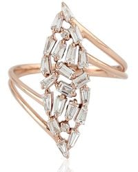 Artisan - Rose Gold Baguette Diamond Cocktail Ring Handmad - Lyst