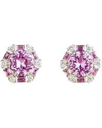Juvetti - Melba White Gold Earrings Set With Pink Sapphire & Diamond - Lyst