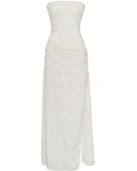 Miss Circle New York - Neutrals Xatia Off Jacquard Textured High Slit Maxi Dress - Lyst