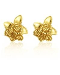 Unaloe - Plated Rose Stud Earrings – Floral Leaf Design – Handmade Italian Jewelry For - Lyst