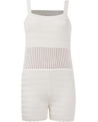 Peraluna - Iris Openwork Harringborn Knit Playsuit - Lyst