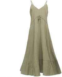 Smart and Joy - Trapeze Midi Dress With Drawstring And Thin Shoulder Straps - Lyst