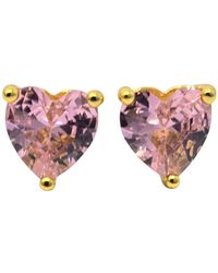 Harfi - Tourmaline Heart October Birthstone Stud Earrings - Lyst