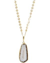 YAA YAA LONDON - Ultra Natural White Agate Super-long Gold Pendant Necklace - Lyst