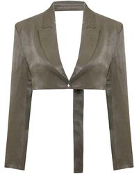 Pcfg - Neutrals Linen Blend Crop Shiny Woven Jacket - Lyst