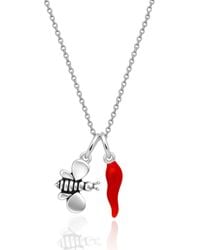 Unaloe - Sterling Bee And Cornicello Charm Necklace - Lyst