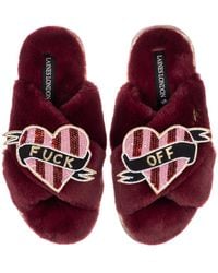 Laines London - Classic Laines Slippers With & Stripe Heart Fuck Off Brooches - Lyst