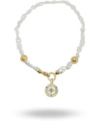 LINYA JEWELLERY - Pole Star Locket Pearl Necklace - Lyst