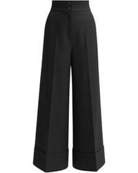 Julia Allert - High-Waisted Wide-Leg Pants With Cuffs - Lyst