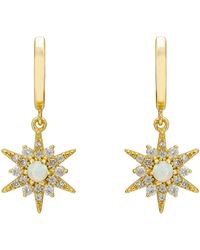 LÁTELITA London - Gold / Neutrals / White Opal Starburst Hoop Earrings Gold - Lyst