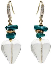 Farra - Heart Shaped Quartz With Bamboo Coral Earrings - Lyst