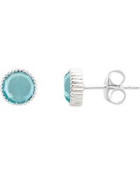 Auree - Barcelona Silver March Birthstone Stud Earrings Blue Topaz - Lyst