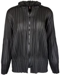 Wild Cosmos - Vanessa Zip Up Hooded Plissé Satin Jacket - Lyst