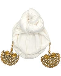 Julia Clancey - Ivory Taffeta Peacock Turban - Lyst