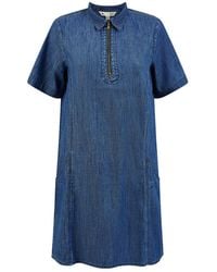 Yumi' - Cotton Chambray Tunic With Zip Neckline - Lyst