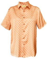 Janara Jones - Apricot Satin Short Sleeve Oversized Shirt - Lyst