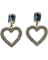 Laura Gray - Diamond Crystal Heart Earrings - Lyst