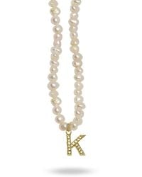 LINYA JEWELLERY - Mono Letter Pearl Necklace K - Lyst