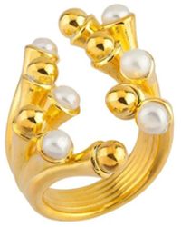 LINYA JEWELLERY - Pearl Cage Ring Ring Sterling - Lyst