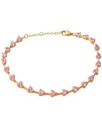 Harfi - Sterling Tourmaline Birthstone Heart Tennis Bracelet - Lyst