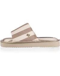 Laines London - Neutrals Flatform Stripe Open Toe Slippers - Lyst