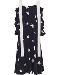 Julia Allert - Off-Shoulder Midi Dress With Contrast Straps – Print Stars - Lyst