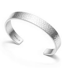 Unaloe - Open Sterling Rigid Bangle With Wide Hammered Band-Handmade Italian Jewelry - Lyst