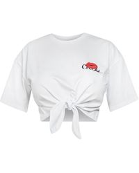 Cliché Reborn - Cotton Crop T-shirt With Print - Lyst