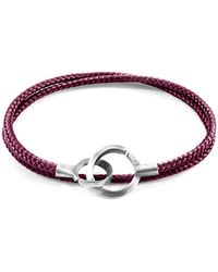 Anchor and Crew - Aubergine Purple Montrose Silver & Rope Bracelet - Lyst