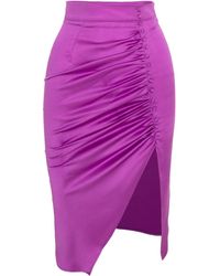 AVENUE No.29 - Ruched Side Midi Skirt With Button Detail - Lyst