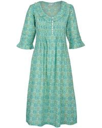 At Last - Cotton Karen 3/4 Sleeve Day Dress - Lyst