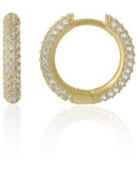 Spero London - Pave Sterling Hoop Earring - Lyst