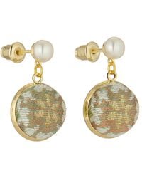 Soft Strokes Silk - Neutrals Pure Silk Brocade Earrings With Freshwater Pearls - Lyst